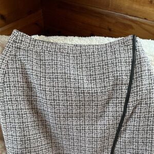 LOFT Black and White Tweed Midi Skirt